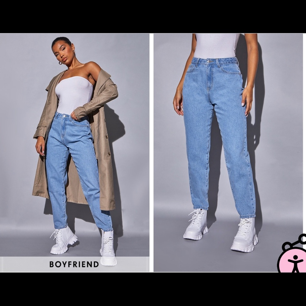 Pretty Little Thing Light Blue Wash Basic Loose Fit Dad Jean